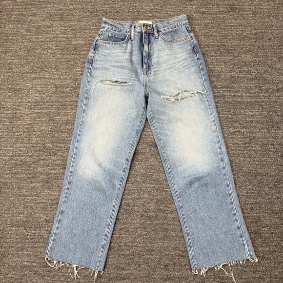 Triarchy Jeans Women 27 Straight Leg Distressed High Rise Grunge Sustainable - Picture 1 of 13
